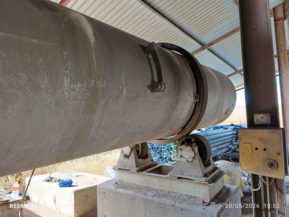 Used ROTATING DRUM COOLER WITH BAG FILTER CHUTE WITH FRAME & GALVANIZED DUCTING PIPES