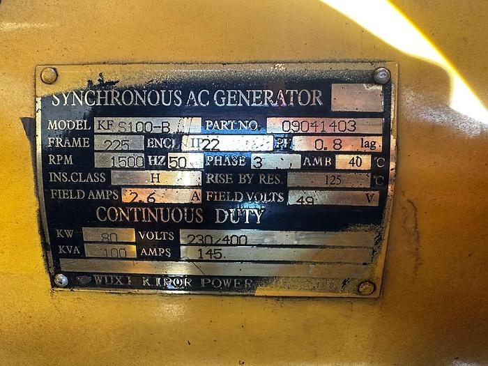 Used 120 KVA KIPOR 400 VOLT DIESEL GENERATOR (VERY GOOD OPERATIONAL)