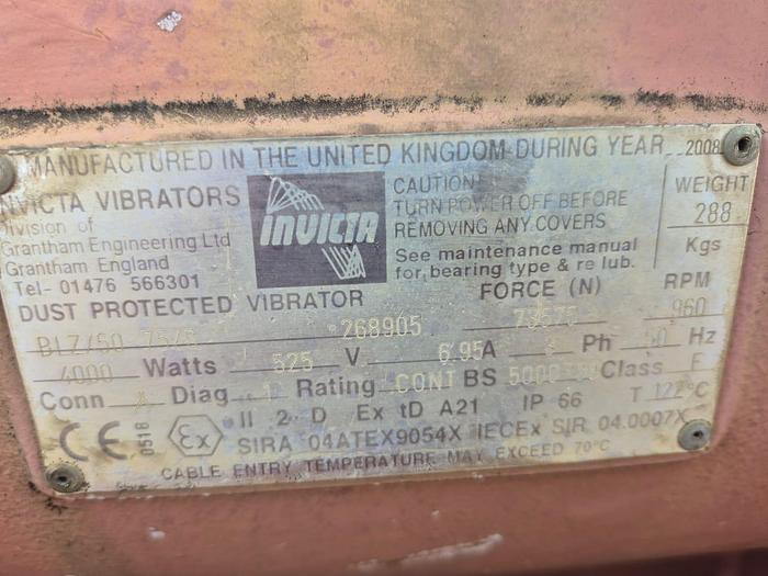Used INVICTA 4KW 3-PHASE DUST PROTECTED VIBRATING MOTOR