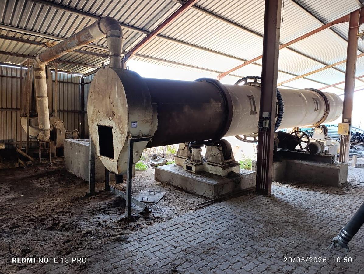 Used ROTATING DRUM COOLER WITH BAG FILTER CHUTE WITH FRAME & GALVANIZED DUCTING PIPES