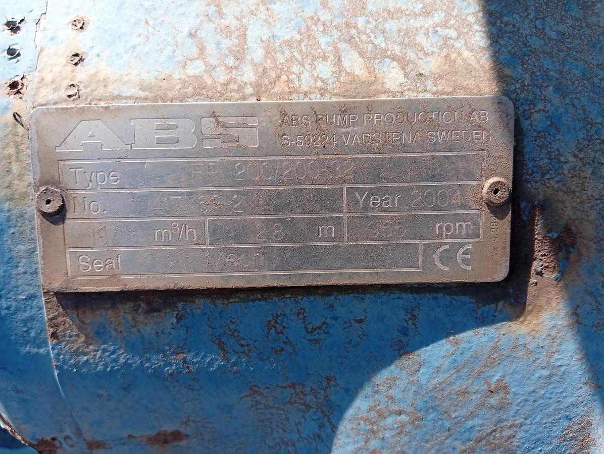 Used 8/8 ABS FP200/200-32 HORIZONTAL SHAFT SINGLE CASE PUMP