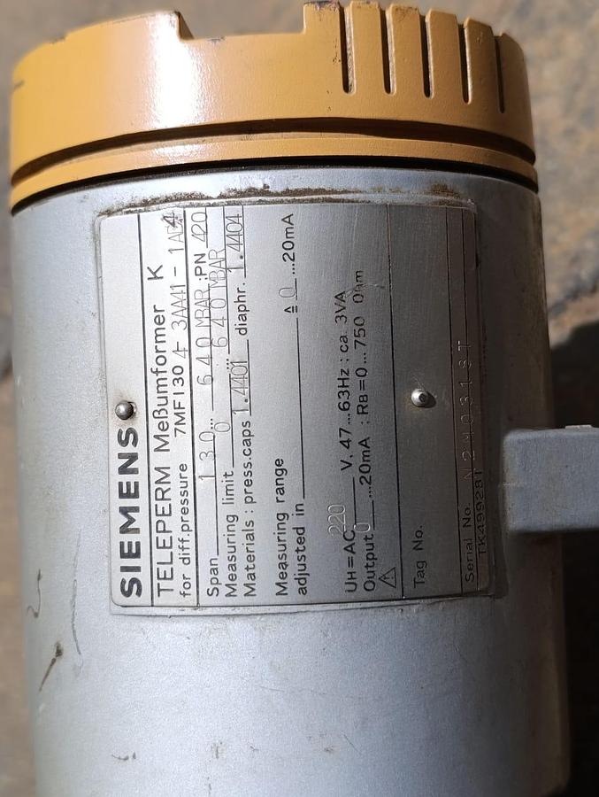 Used SIEMENS DIFF PRESSURE VALVE 130 TO 640 MBAR