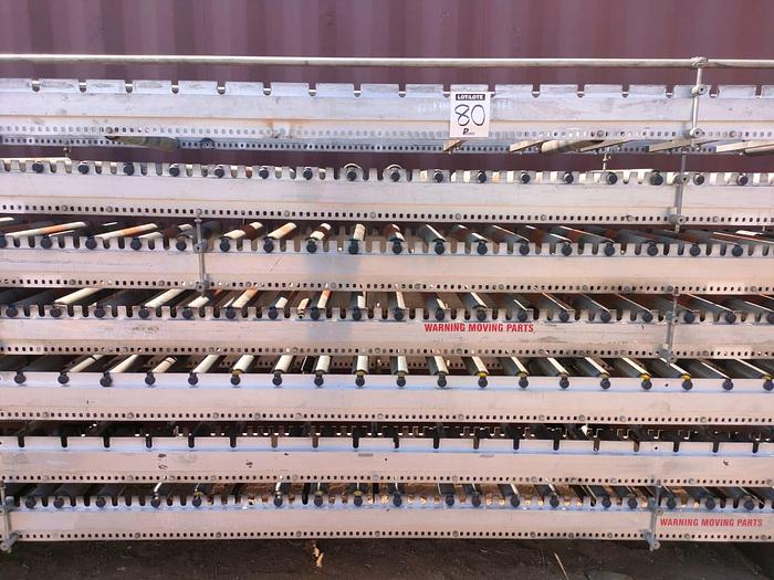 Used 1 X 100 M PACKING LINE ROLLER CONVEYOR STRUCTURE COMPLETE WITH DRIVES UNIT (TESTED)