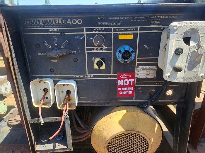 Used GENERATOR & POWERWELD 400 WELDER WITH 25 KW HATZ 3 CYLINDER ENGINE ON TRAILER