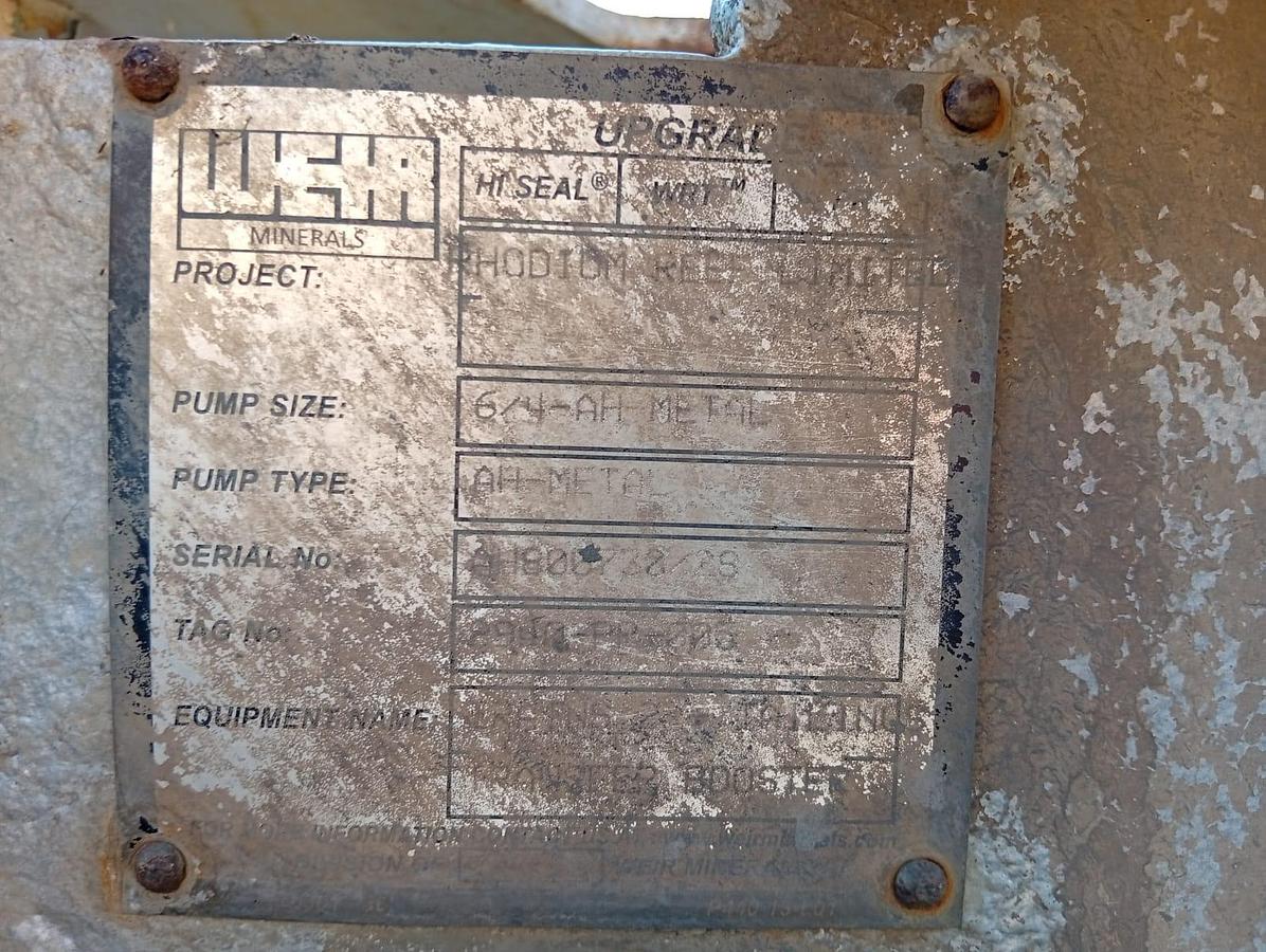 Used 6/4 WARMAN AHPP RUBBER LINED HORIZONTAL SHAFT SPLIT CASE PUMP