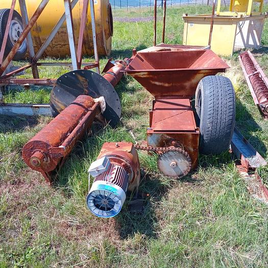 Used DRUM MIXER WITH SCREEN, 2 X SCREW CONVEYOR WITH PLATFORM STAND AND DRUM ROTATING BASE