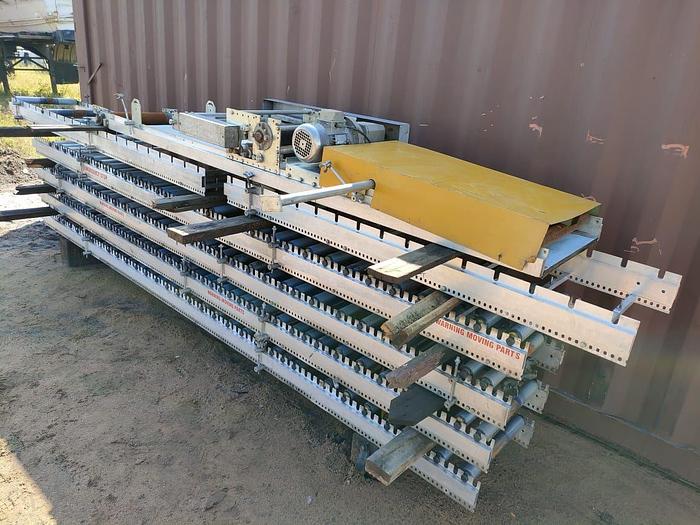 Used 1 X 100 M PACKING LINE ROLLER CONVEYOR STRUCTURE COMPLETE WITH DRIVES UNIT (TESTED)