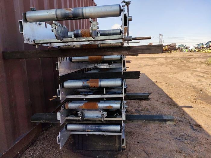 Used 1 X 100 M PACKING LINE ROLLER CONVEYOR STRUCTURE COMPLETE WITH DRIVES UNIT (TESTED)