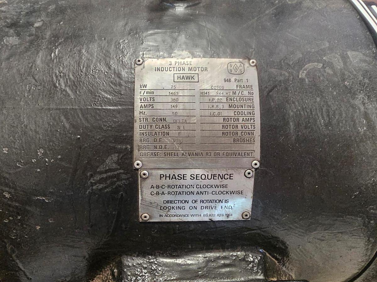 Used 75 KW HAWK SIDDELEY INDUCTION MOTOR
