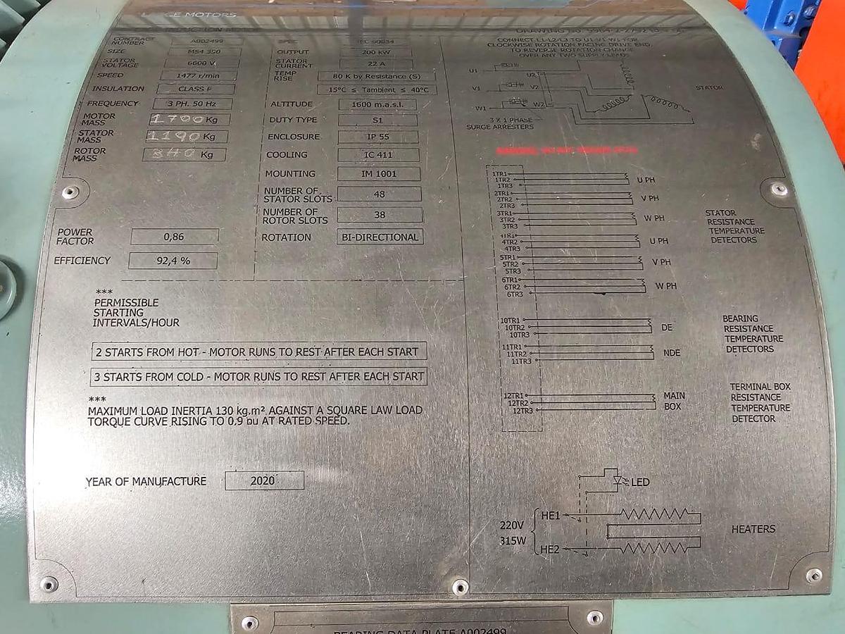 Used 200KW INDUCTION MOTOR