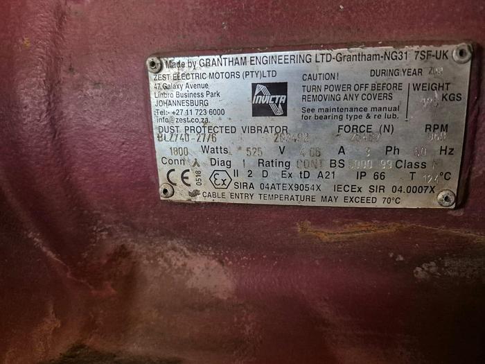Used INVICTA 3-PHASE DUST PROTECTED VIBRATING MOTOR