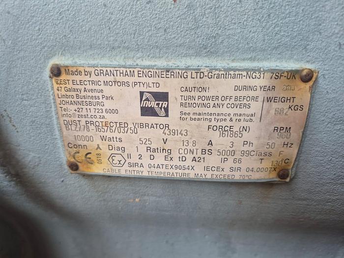 Used INVICTA 3-PHASE 10KW VIBRATING MOTOR