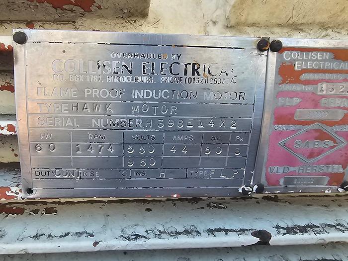 Used UG FLAMEPROOF COMPRESSOR ON TRAILER WITH 60 KW 550 VOLT ELECTRIC MOTOR