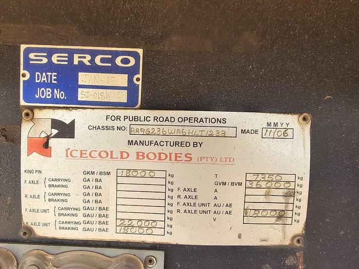 Used SERCO DOUBLE AXLE INSOLATED BODY TRAILER WITH RAVIOLI TAIL LIFT