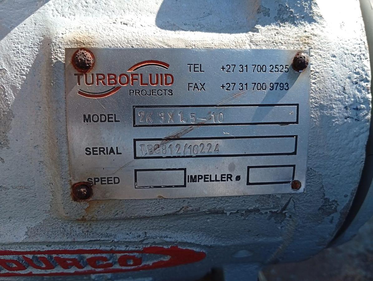 Used 3/1 DURCO ASME/ANSI HORIZONTAL SHAFT SINGLE-CASE CHEMICAL PROCESS PUMP