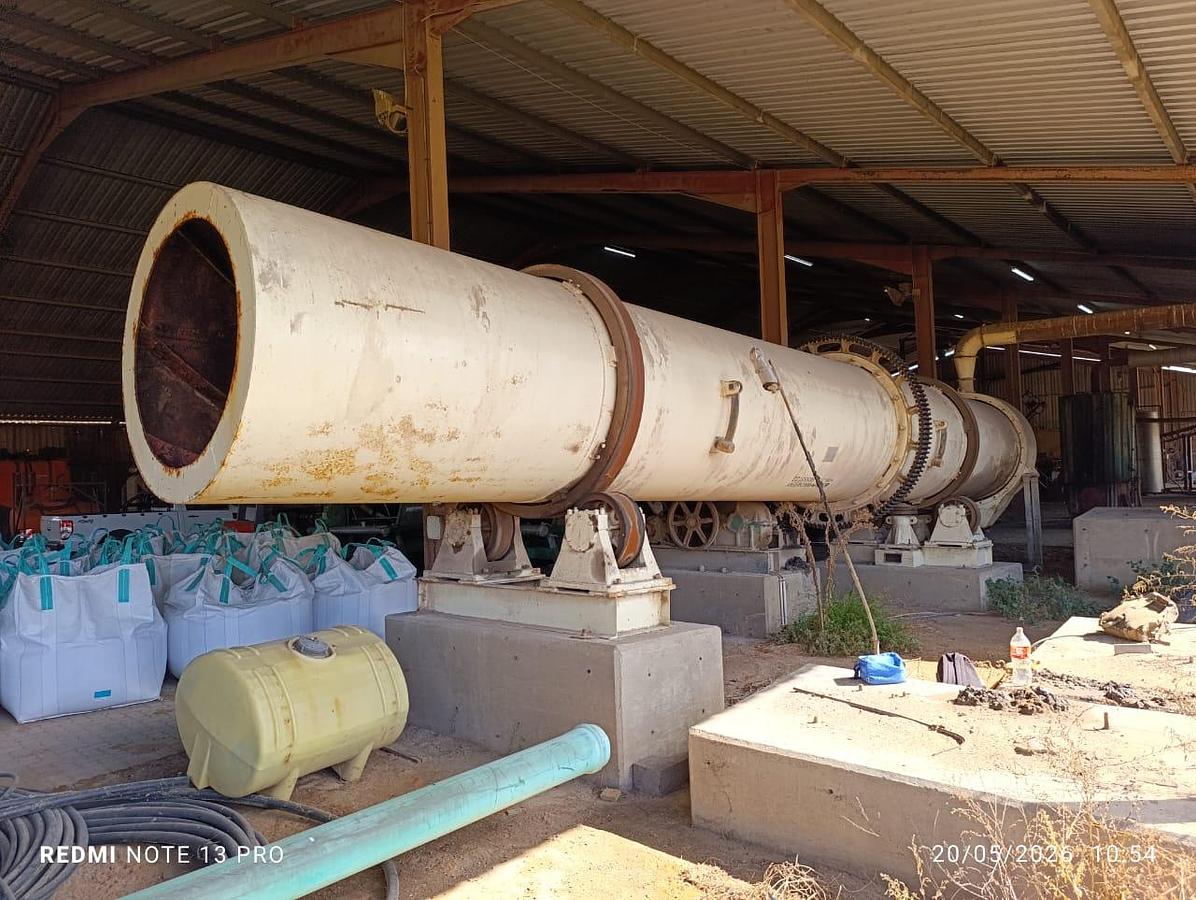 Used ROTATING DRUM COOLER WITH BAG FILTER CHUTE WITH FRAME & GALVANIZED DUCTING PIPES