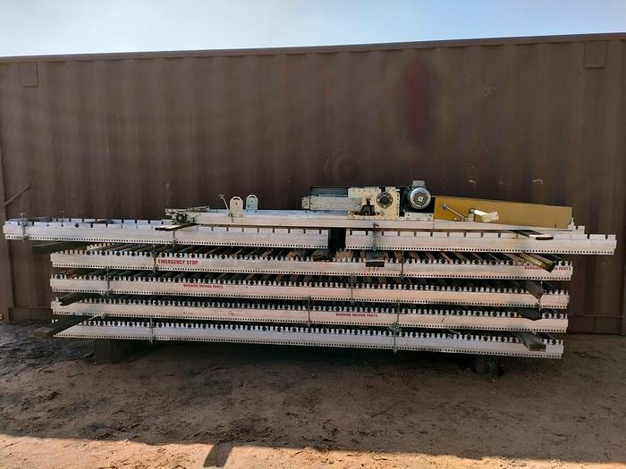 Used 1 X 100 M PACKING LINE ROLLER CONVEYOR STRUCTURE COMPLETE WITH DRIVES UNIT (TESTED)