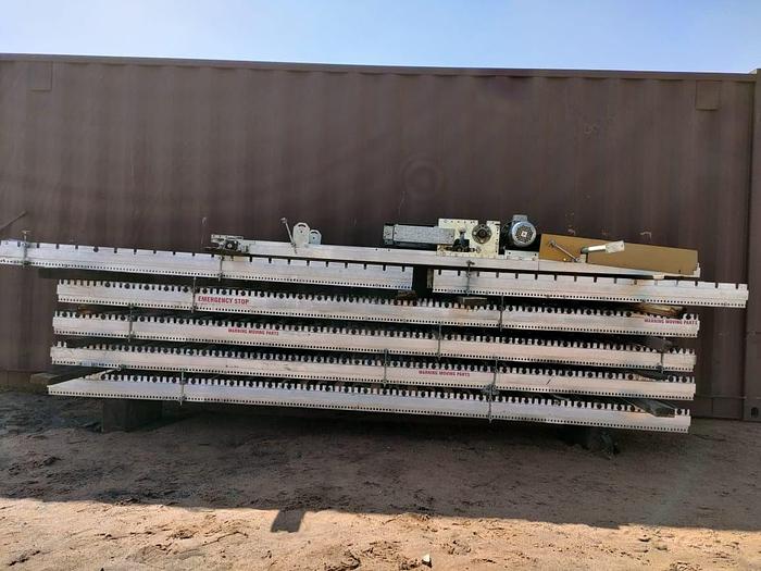 Used 1 X 100 M PACKING LINE ROLLER CONVEYOR STRUCTURE COMPLETE WITH DRIVES UNIT (TESTED)