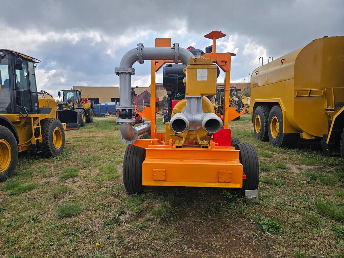 Used VOLVO PENTA DIESEL POWERED ENGINE AND 8" X 6" ROCKTUFF WATER PUMP ON TRAILER - OPERATIONAL
