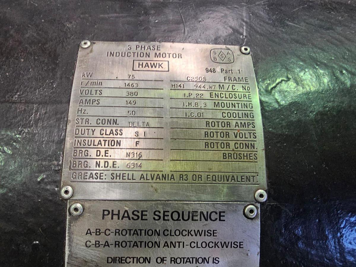 Used 75 KW HAWK SIDDELEY INDUCTION MOTOR