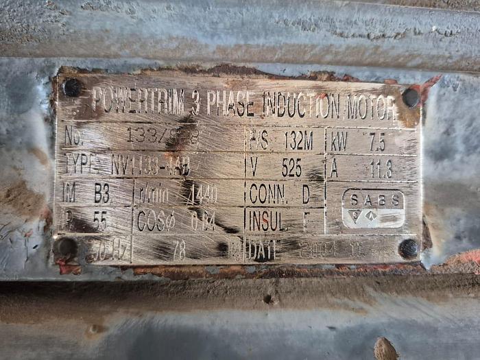 Used POWERTRIM 3-PHASE 7.5KW INDUCTION MOTOR