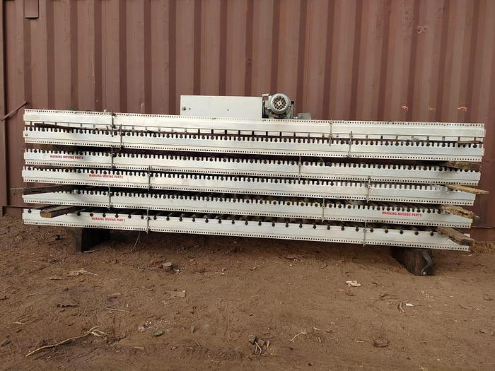 Used 1 X 100 M PACKING LINE ROLLER CONVEYOR STRUCTURE COMPLETE WITH DRIVES UNIT (TESTED)