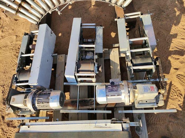 Used 1 X 100 M PACKING LINE ROLLER CONVEYOR STRUCTURE COMPLETE WITH DRIVES UNIT (TESTED)
