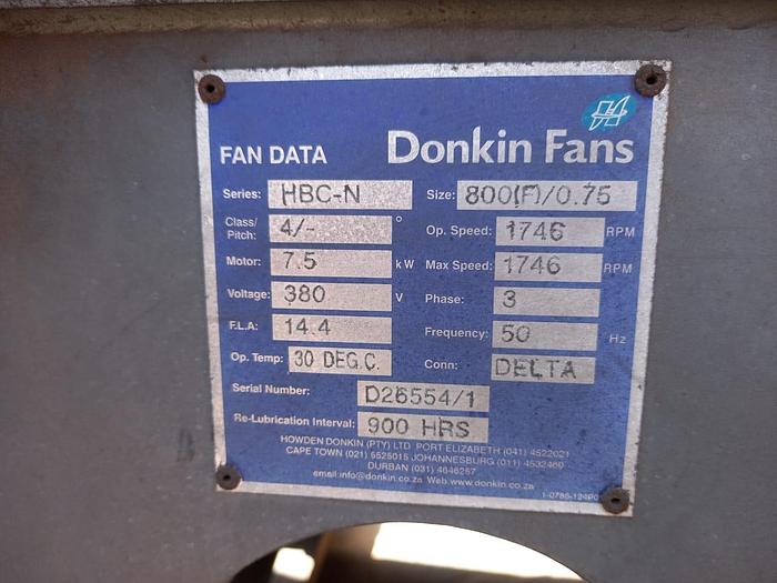 Used DONKIN FAN  7.5KW