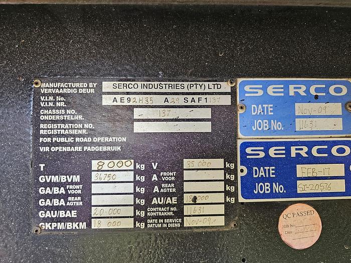 Used SERCO DOUBLE AXLE ISOLATED BODY TRAILER WITH RAVIOLI TAIL LIFT