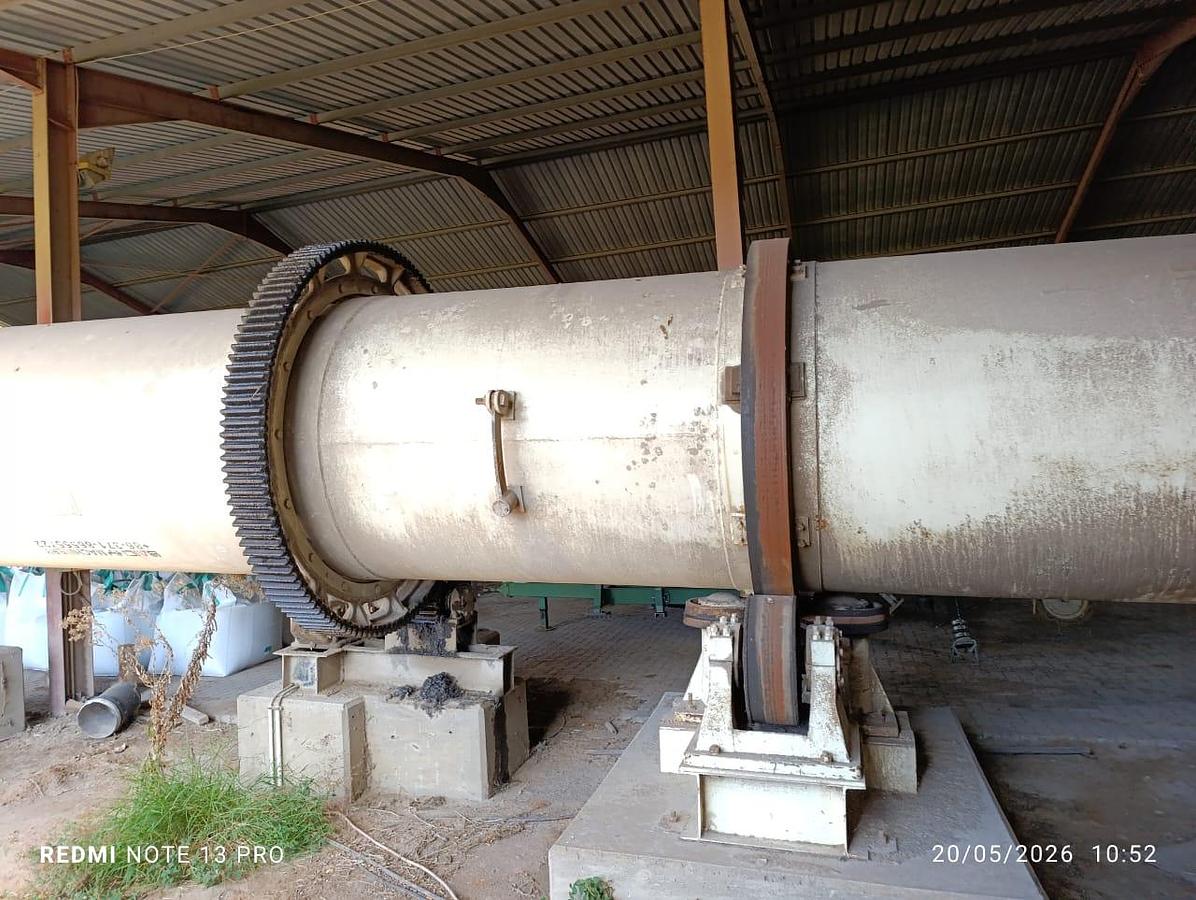 Used ROTATING DRUM COOLER WITH BAG FILTER CHUTE WITH FRAME & GALVANIZED DUCTING PIPES