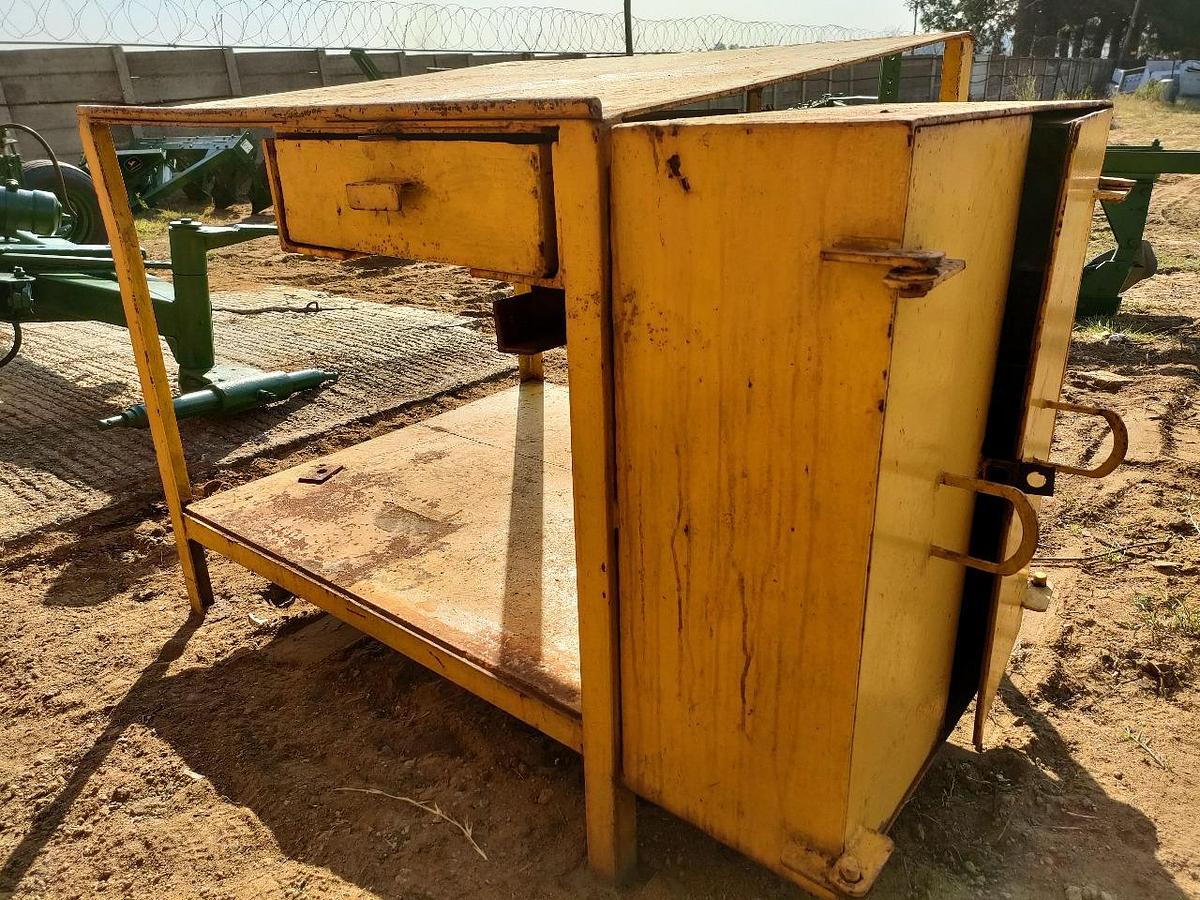 Used STEEL CABINET AND WORK BENCH