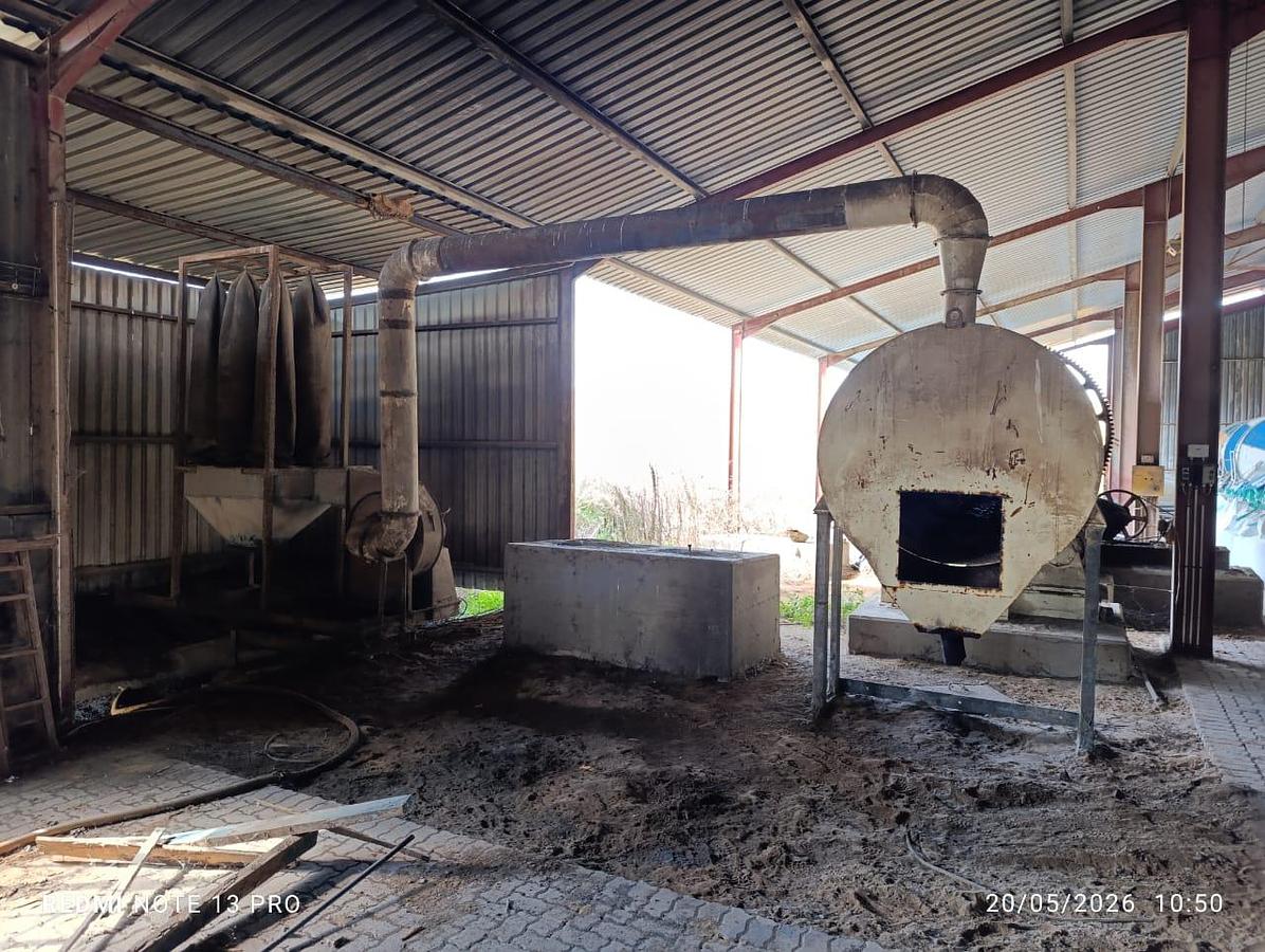 Used ROTATING DRUM COOLER WITH BAG FILTER CHUTE WITH FRAME & GALVANIZED DUCTING PIPES