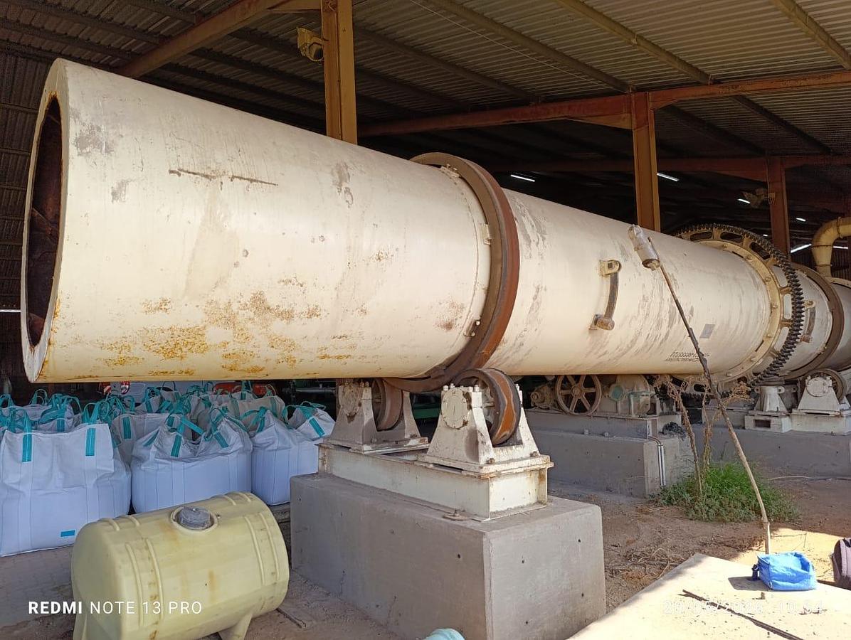 Used ROTATING DRUM COOLER WITH BAG FILTER CHUTE WITH FRAME & GALVANIZED DUCTING PIPES