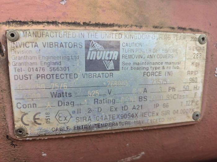 Used INVICTA 4KW 3-PHASE DUST PROTECTED VIBRATING MOTOR