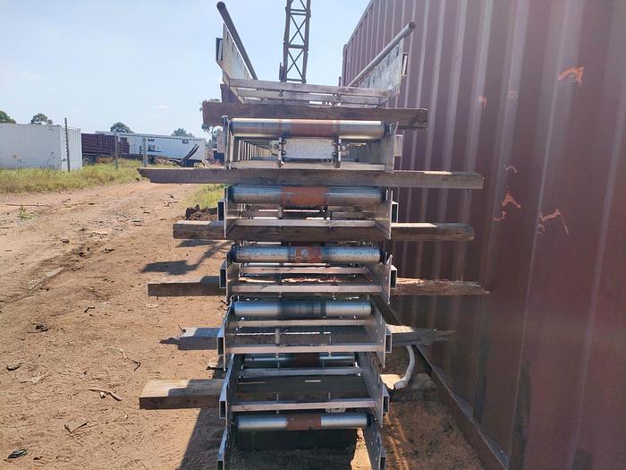 Used 1 X 100 M PACKING LINE ROLLER CONVEYOR STRUCTURE COMPLETE WITH DRIVES UNIT (TESTED)