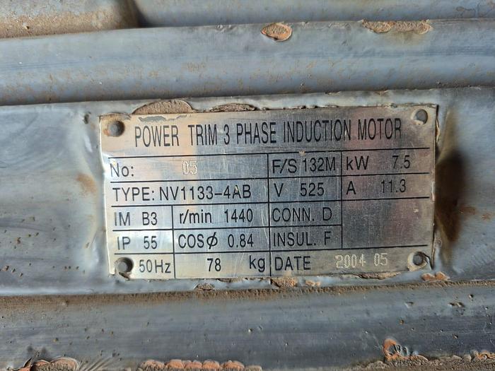 Used POWER TRIM 3-PHASE 7.5KW INDUCTION MOTOR