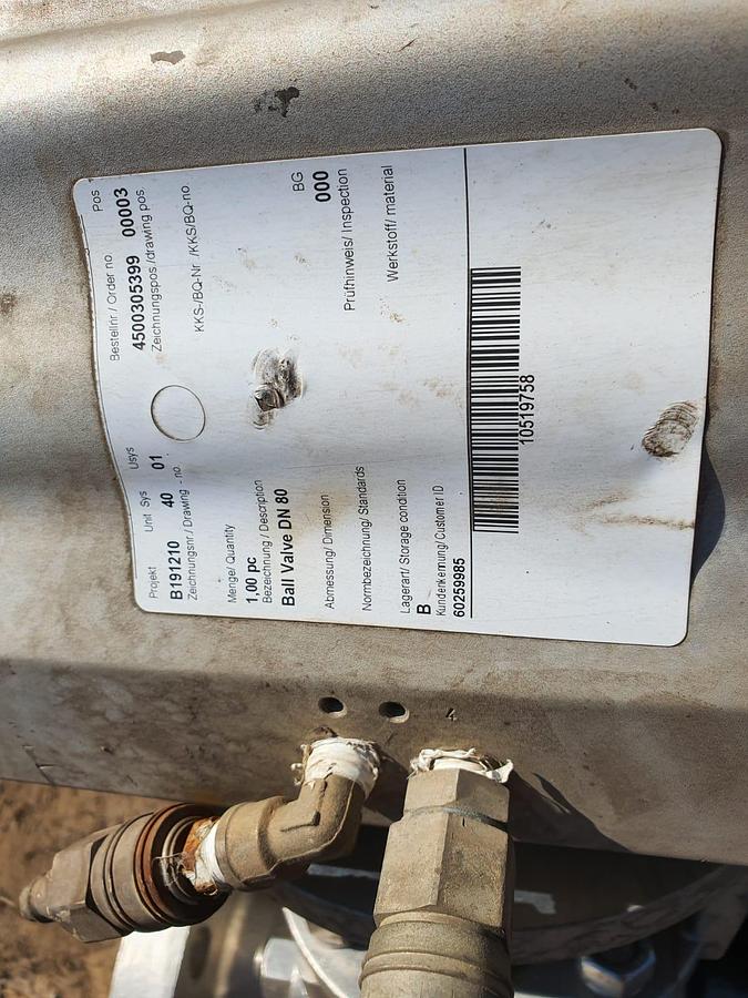 Used BALL VALVE DN 80