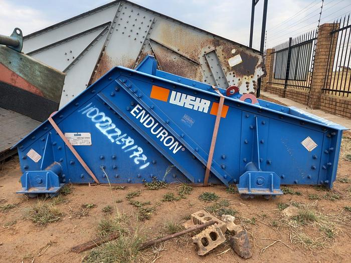 Used WEIR VIBRATING SCREEN WITH 2 X 2.3 KW DELTECH VIBRATING MOTORS (NOT TESTED)