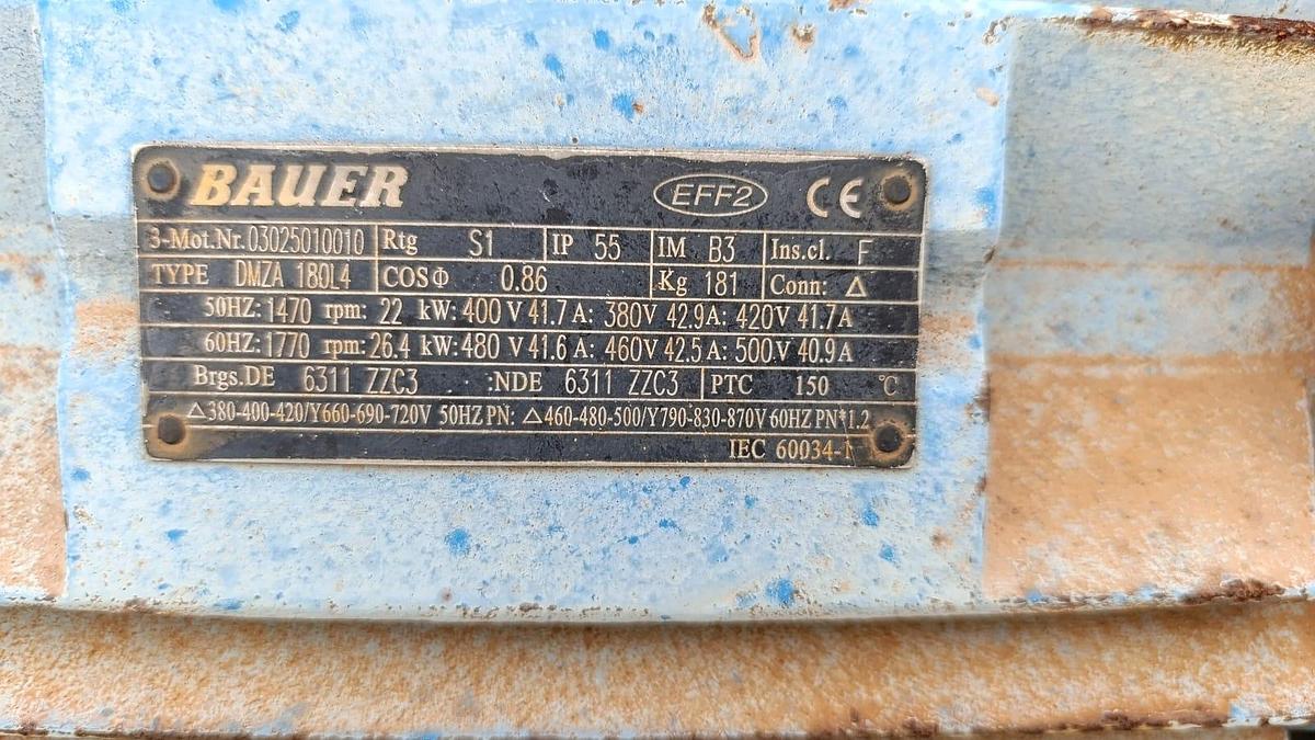 Used 22KW SINGLE DRUM WINCH WITH MOTORIZED GEARBOX(USED)