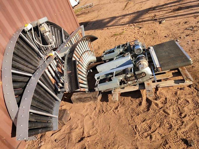 Used 1 X 100 M PACKING LINE ROLLER CONVEYOR STRUCTURE COMPLETE WITH DRIVES UNIT (TESTED)