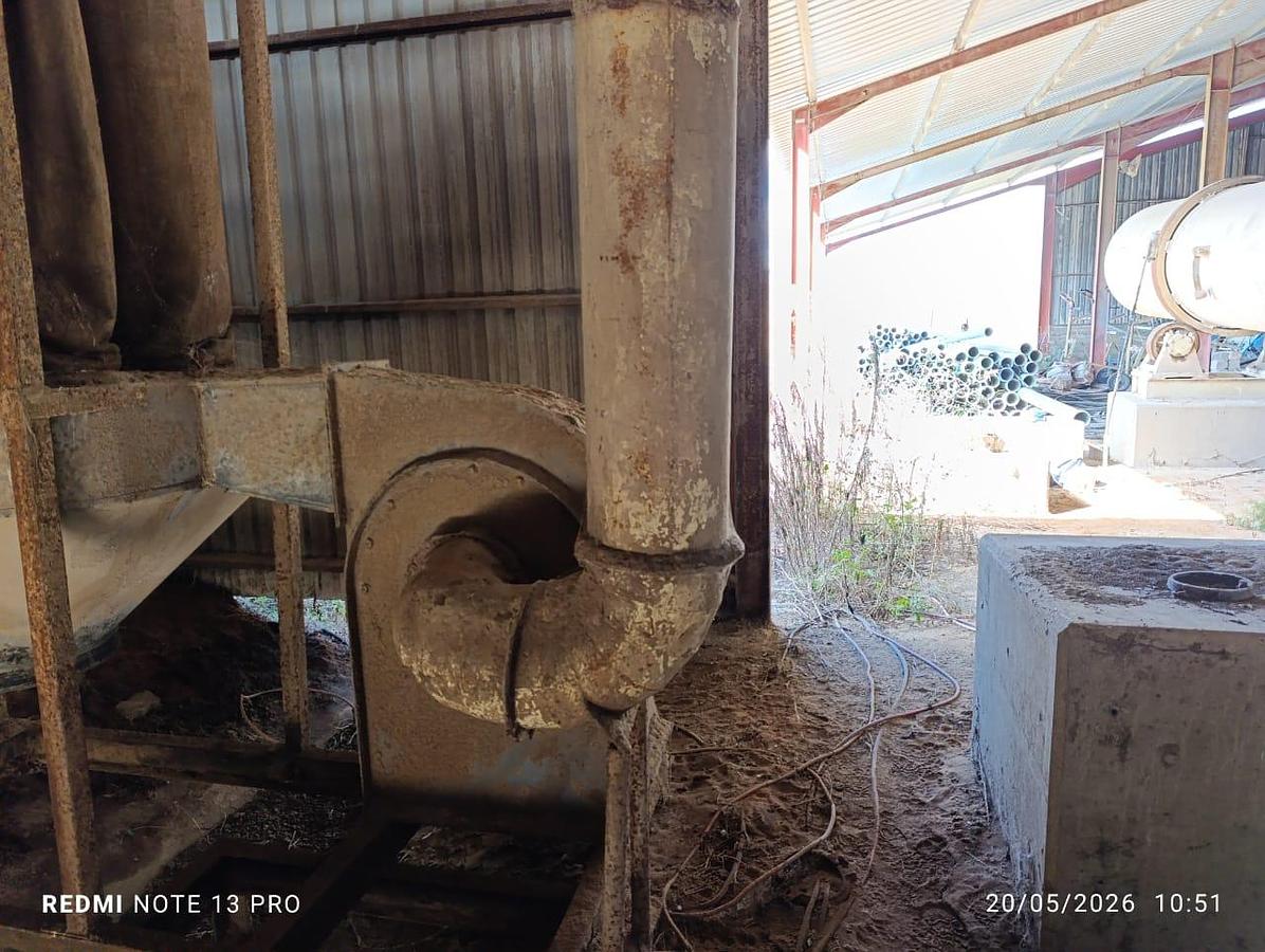 Used ROTATING DRUM COOLER WITH BAG FILTER CHUTE WITH FRAME & GALVANIZED DUCTING PIPES