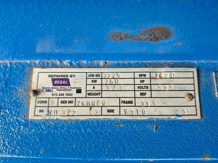 Used WEG 260KW ELECTRIC MOTOR