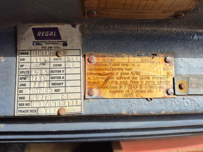 Used CMG SIEMENS 160KW ELECTRIC MOTOR