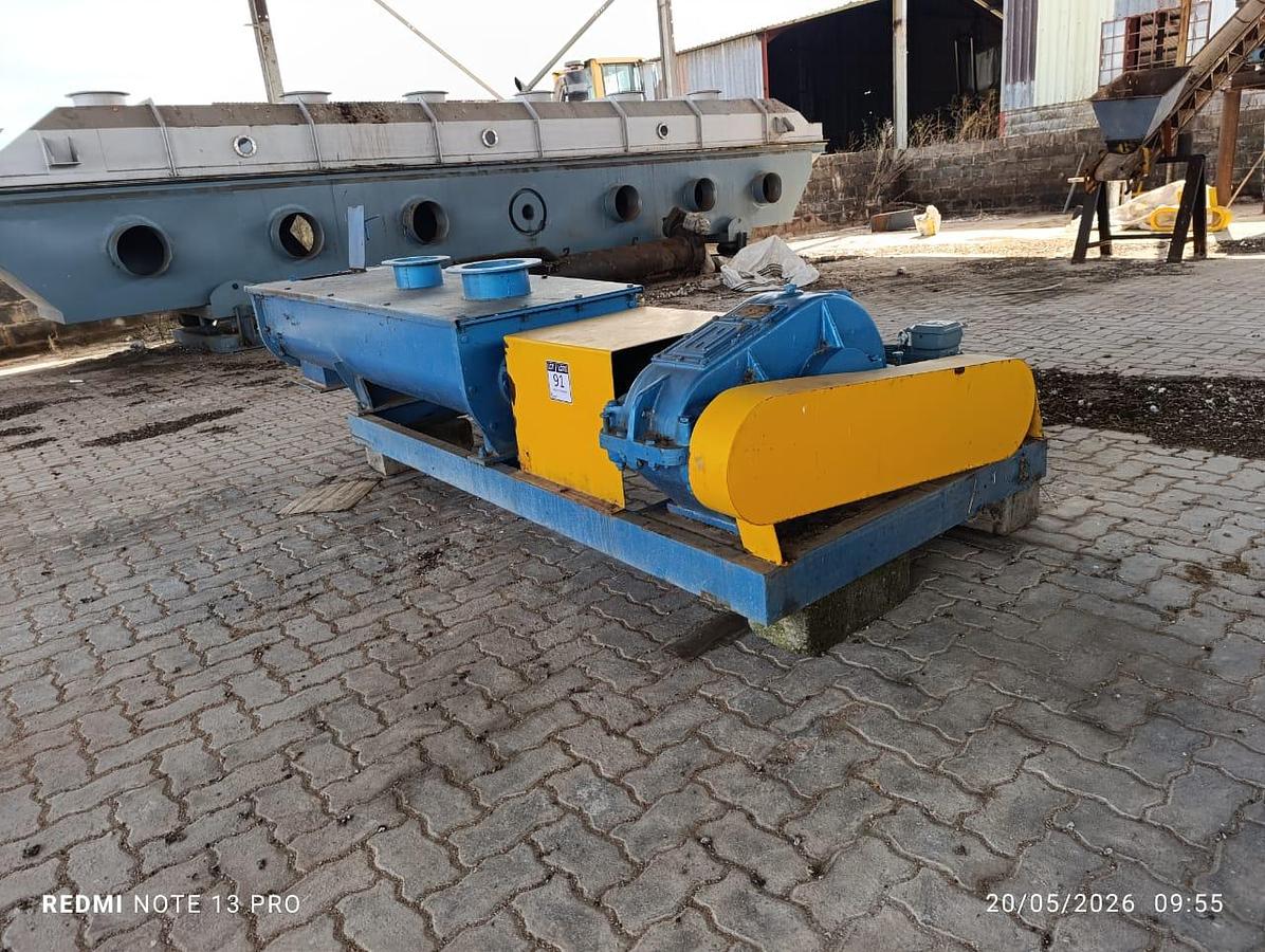 Used HORIZONTAL DOUBLE SHAFT MIXER WITH 7.5KW ELECTRIC MOTOR