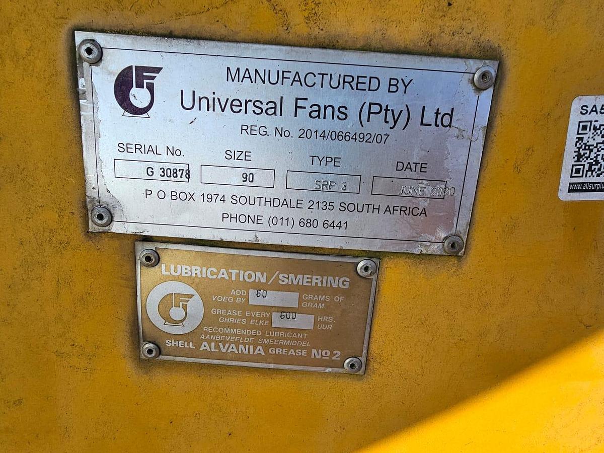 Used 90 5RP3 UNIVERSAL FAN WITH 90 KW ELECTRIC MOTOR