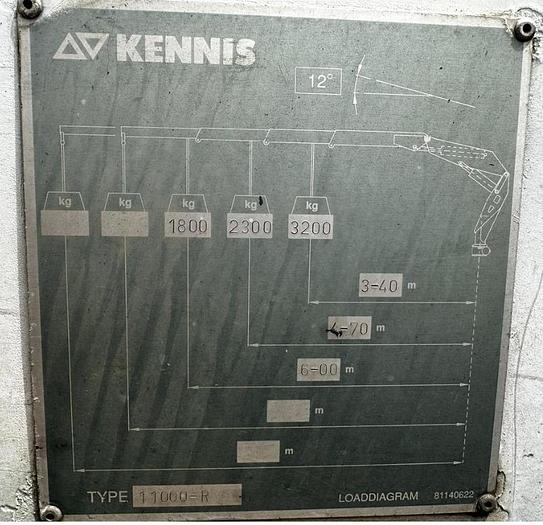 Used 1 X TRI-AXLE FLAT DECK TRAILER WITH KENNIS 3.2 TON DIESEL POWERED BRICK CRANE & GRAB (TRUCK NOT INCLUDED)