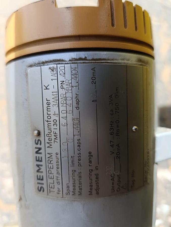 Used SIEMENS DIFF PRESSURE VALVE 130 TO 640 MBAR
