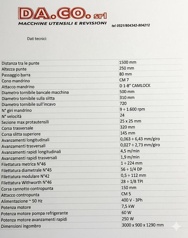 Tornio parallelo di precisione LTF modello 489.01 con potente motore trifase da 7,5 kW a 24 velocità per la massima precisione di regolazione.
