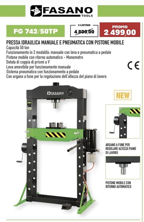 Usato PRESSA IDRAULICA MANUALE E PNEUMATICA CON PISTONE MOBILE