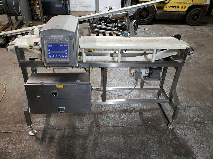 Used Safeline Metal Detector Food grade SS 230v 8"x3" usable opening